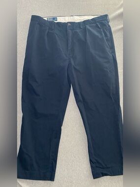 Polo Ralph Lauren Ethan Pant Mens 38x27 Navy Blue Pleated Chino Cotton Tag 42x32
